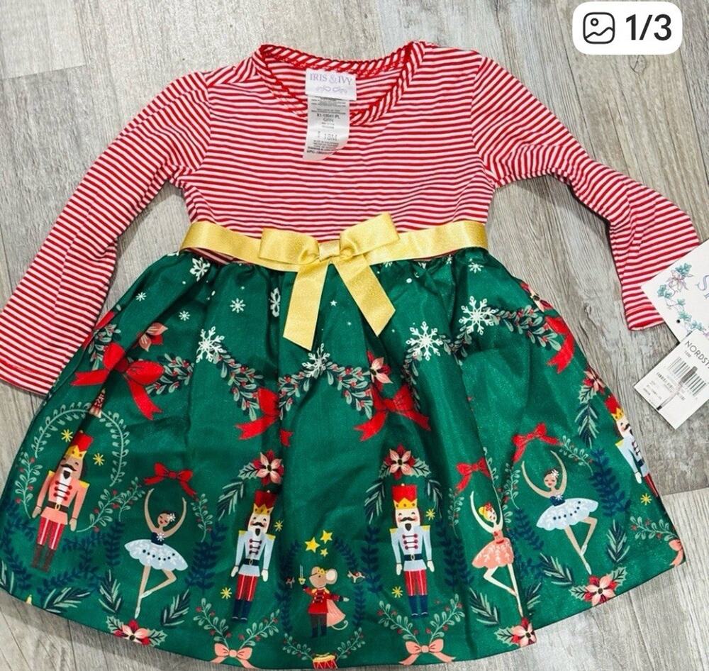 Iris & Ivy Girls 18 Month Nutcracker Fit and Flare Christmas Holiday Dress New